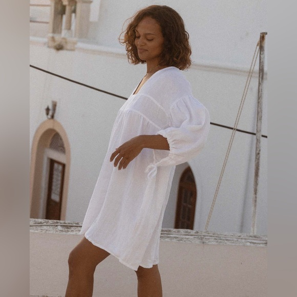 HARLY JAE PAYSANNE MINI LINEN DRESS - WHITE - Picture 2 of 7